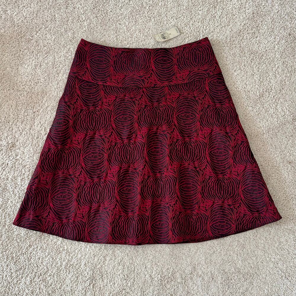 Ann Taylor Flare Skirt Floral Brocade Whimsygoth Romantic Sz 8 Red Black NEW